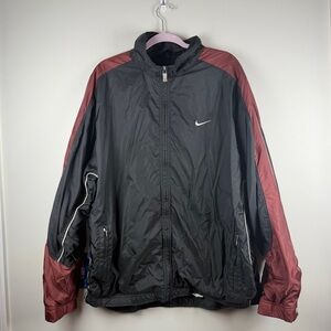 Nike Colorblock Nylon Zip Front Lined Windbreaker Jacket Vintage 90’s 2XL Black